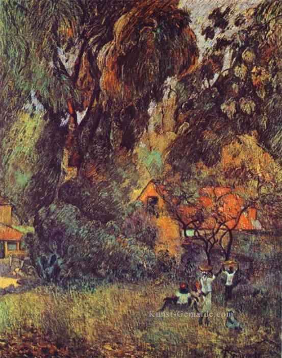 Hütten unter Bäumen Beitrag Impressionismus Primitivismus Paul Gauguin Wald Ölgemälde